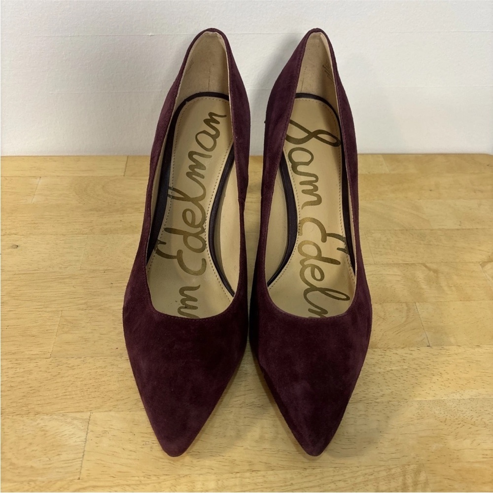 Sam Edelman Women’s Size 7.5M Tonia Burgundy Suede Spike Heels - Picture 7 of 9